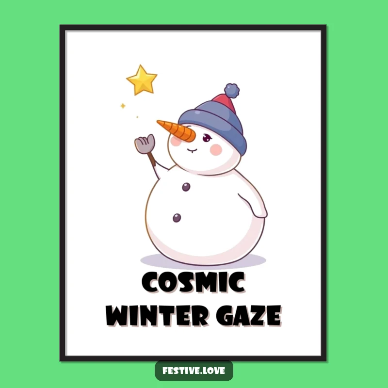 Funny Snowman Digital Print: Instant Winter Magic for Your Walls