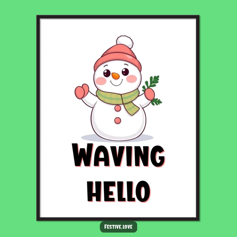 Funny Snowman Wave Digital Art: Instant Winter Cheer for Your Walls