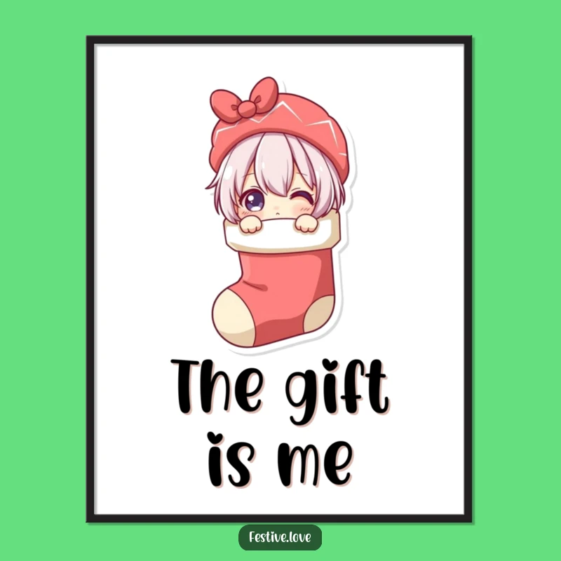 Funny Stocking Peeker Digital Art: Festive Wall Decor for Holiday Fun