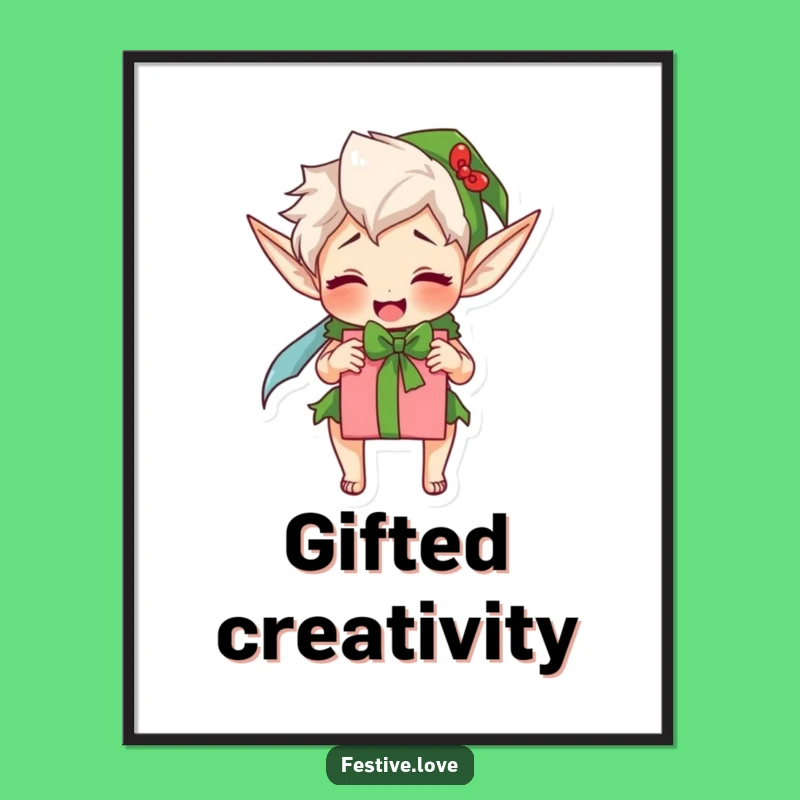 Funny Excited Elf Digital Art - Instant Holiday Cheer for Festive Walls