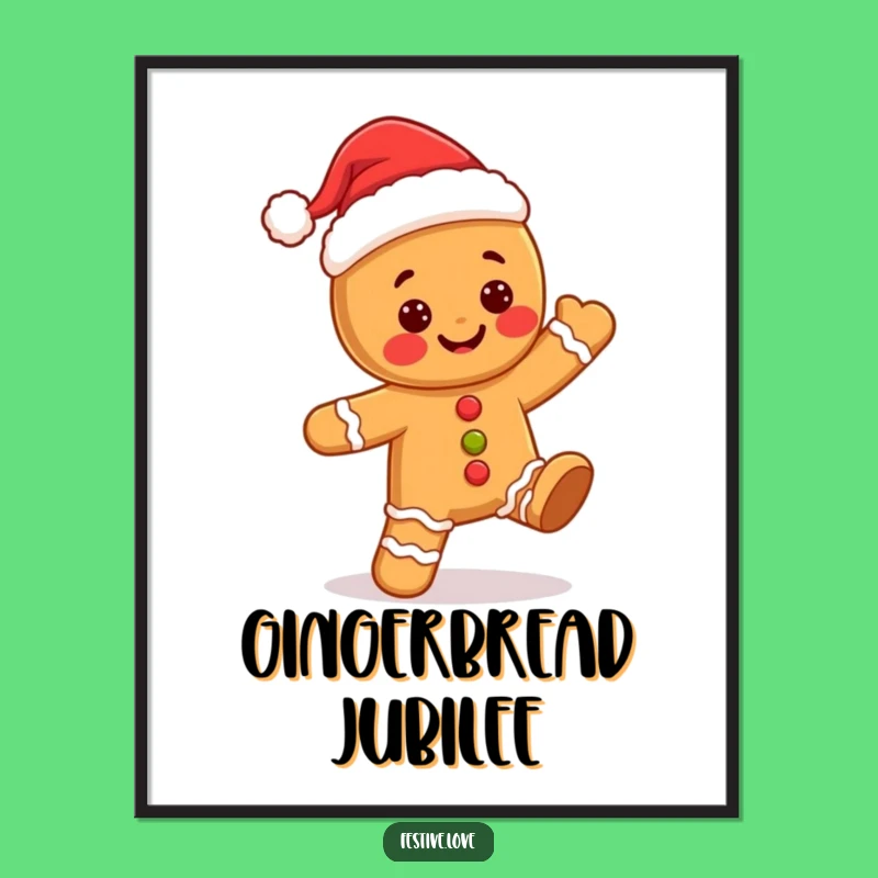 Funny Kawaii Gingerbread Man Digital Print - Instant Holiday Cheer