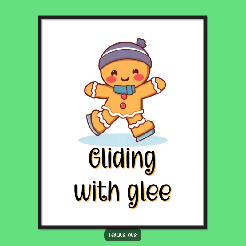 Funny Gingerbread Man Ice Skating Digital Art: Wobble-Worthy Holiday Decor Gift!