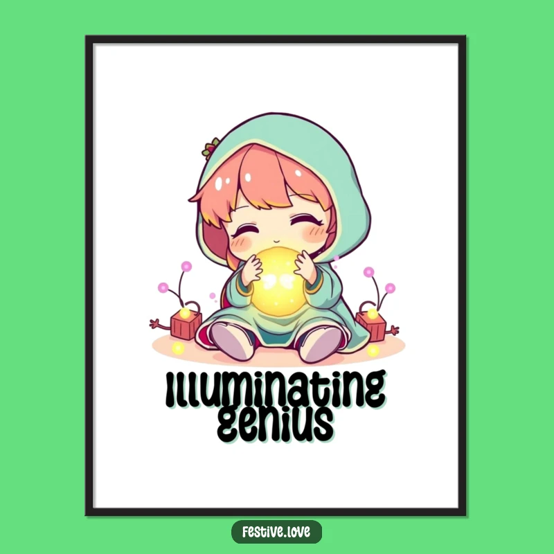 Funny Festive Lights Digital Art: Glowing Character Gift for Bright Decor!