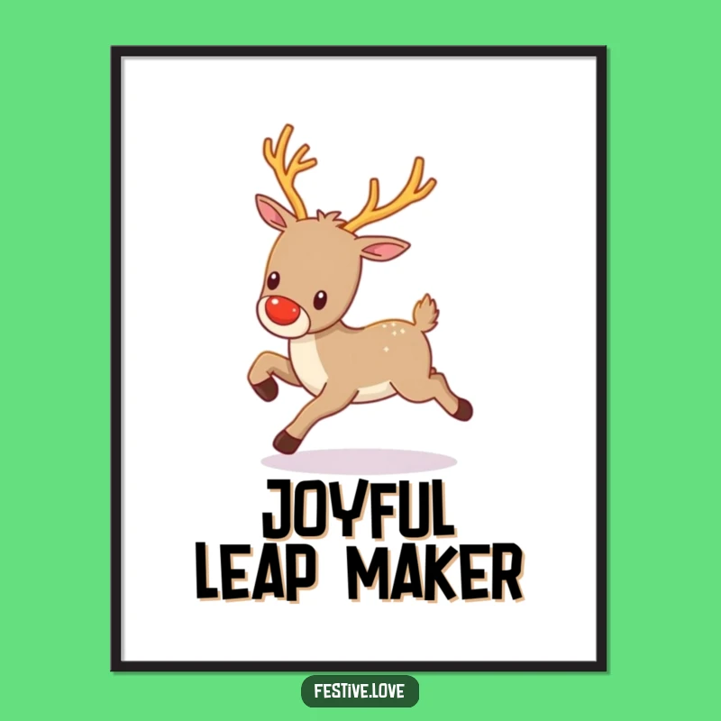 Funny Kawaii Reindeer Digital Print - Instant Holiday Magic