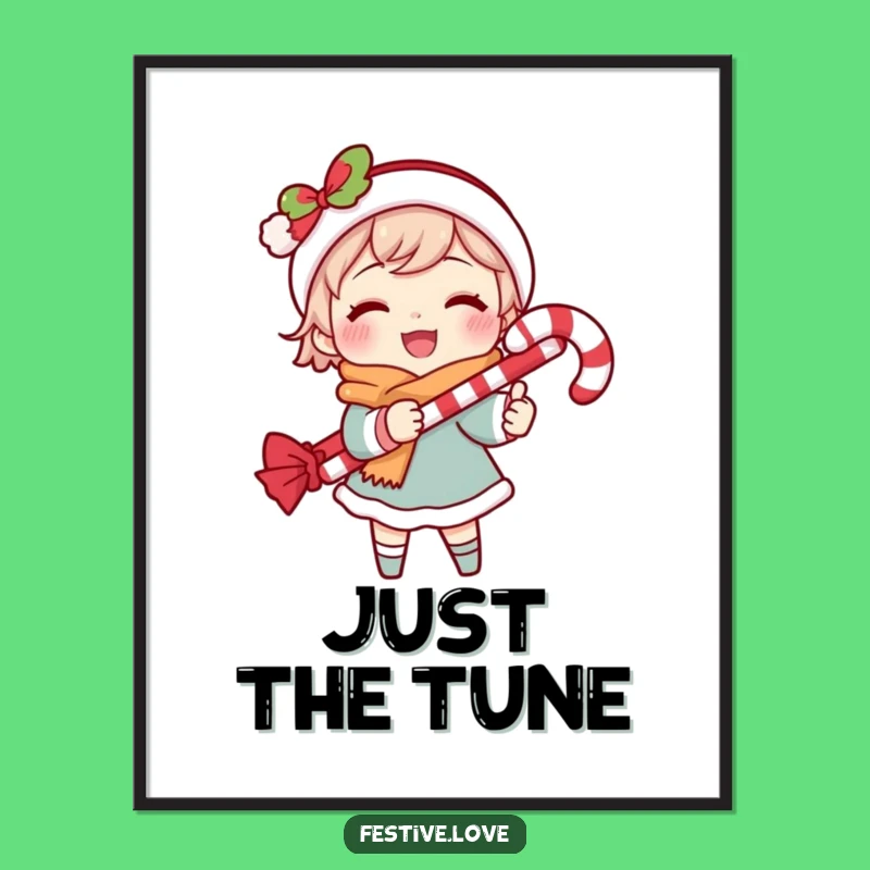 Funny Caroling Character Digital Print: Instant Candy Cane Joy