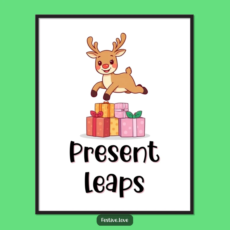 Funny Reindeer Leap Digital Art - Instant Christmas Character Download for Festive Decor