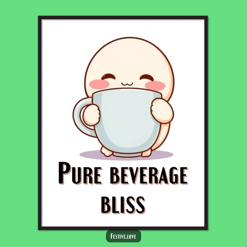 Funny Cozy Hug Digital Art: Character Mug Print for Walls