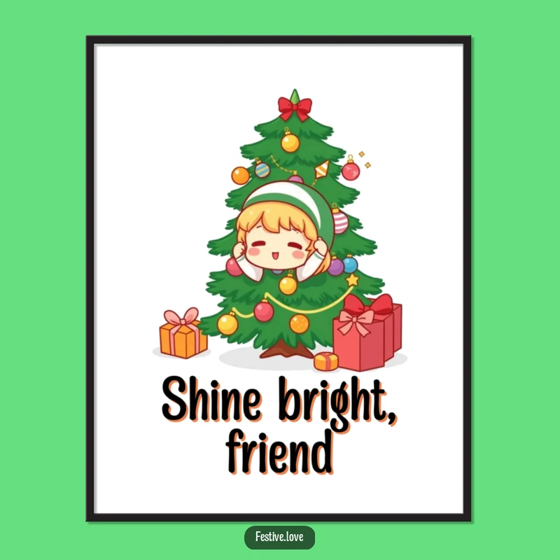 Funny Christmas Tree Decorator Digital Art: Festive Wall Decor for Instant Laughs