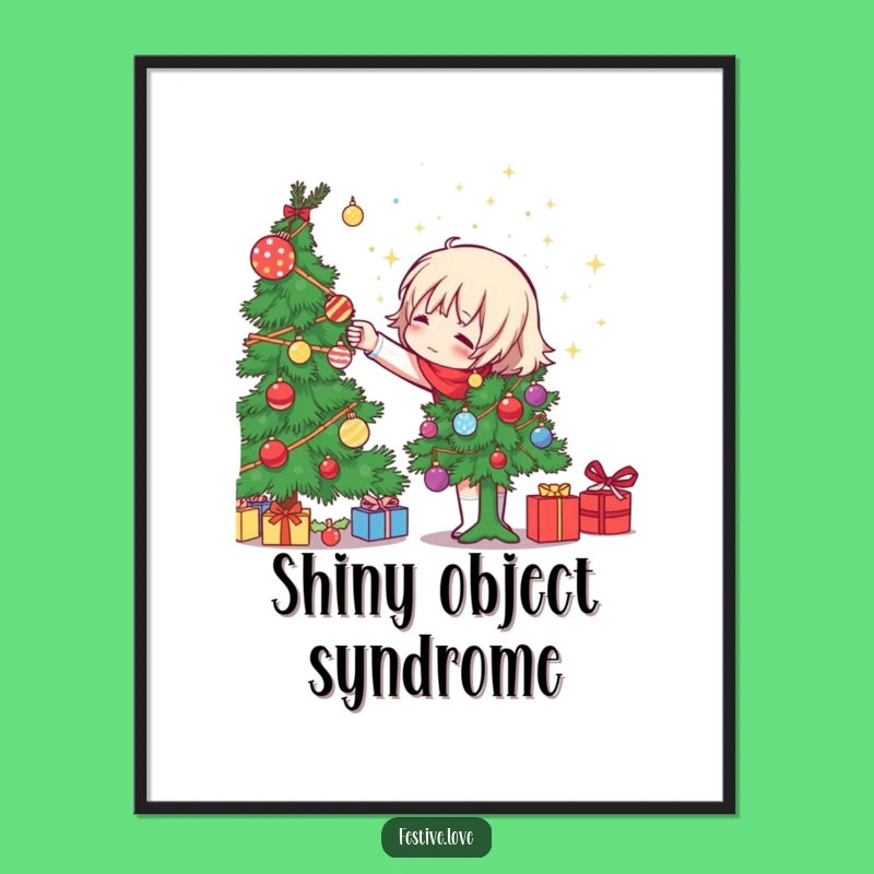 Funny Tree Decorator Digital Art: Ornament Tossing Holiday Cheer Gift!