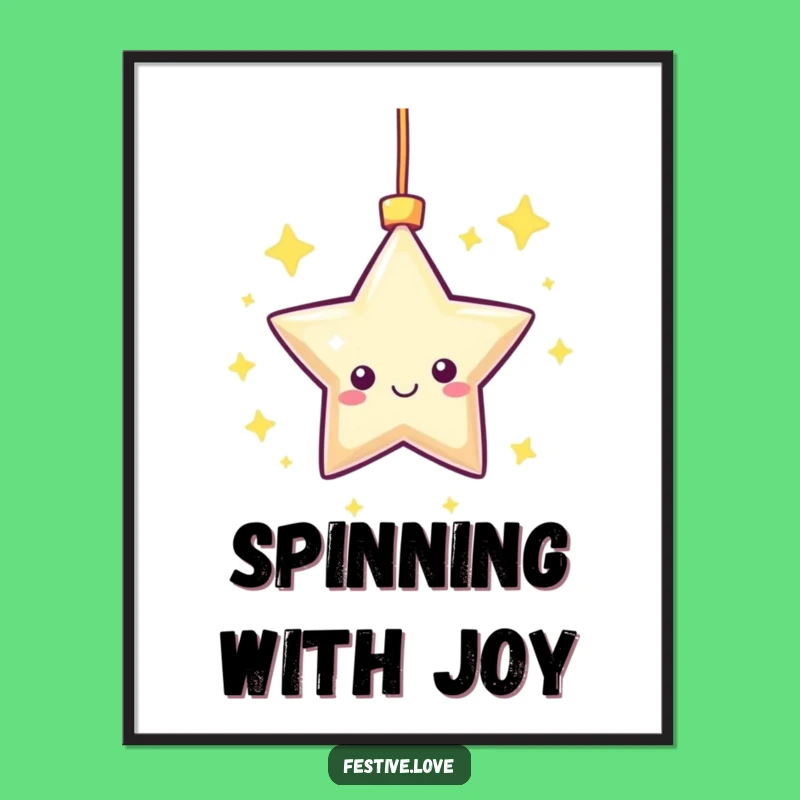 Funny Kawaii Star Digital Art - Twinkling Fun Gift for Walls