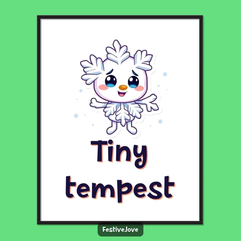 Funny Snowflake Swirl Digital Art: Instant Winter Whimsy for Your Walls