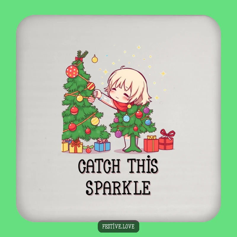 Funny Tree Decorator Coaster Set: Prevent Spills with Ornament Tossing Art Gift!