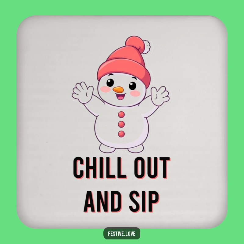 Funny Smiling Snowman Coaster: Protect Surfaces with Winter Waves