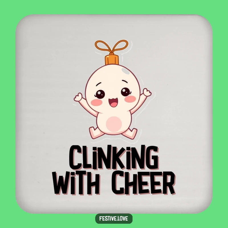 Funny Bouncing Ornament Coaster: Happy Holiday Table Protection, Perfect Gift