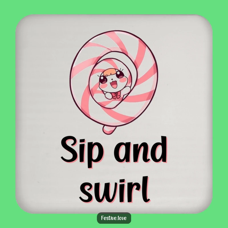 Funny Candy Cane Coaster: Spiraling Delight Protection for Festive Tables