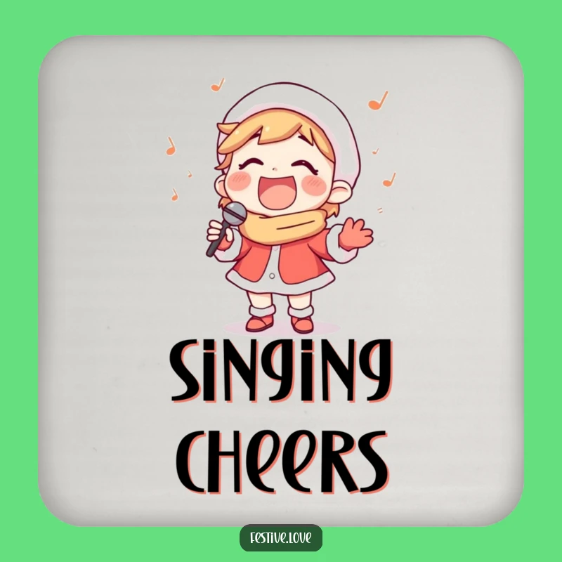 Funny Carol Singer Coaster - Festive Christmas Character Drink Accessory