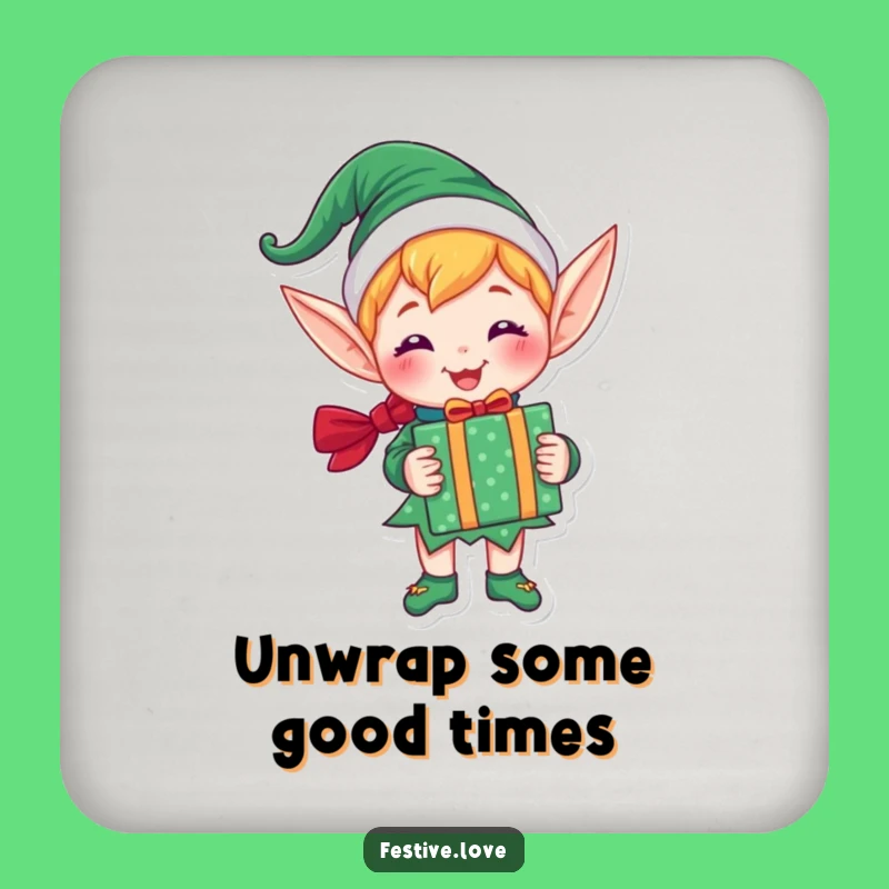 Funny Elf Drink Coaster: Festive Gift Protecting Surface, Cute and Funny Gift Set