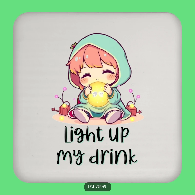 Funny Festive Lights Coaster Set: Protect Surfaces with Glowing Art Gift!