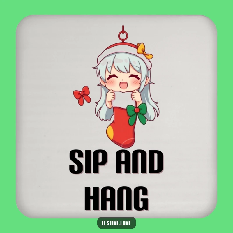 Funny Festive Stocking Coaster: Protect Surfaces with Cheer