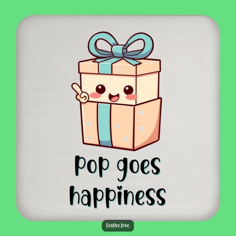 Funny Gift Box Coaster: Happy Exclamation Table Protection, Perfect Surprise Gift