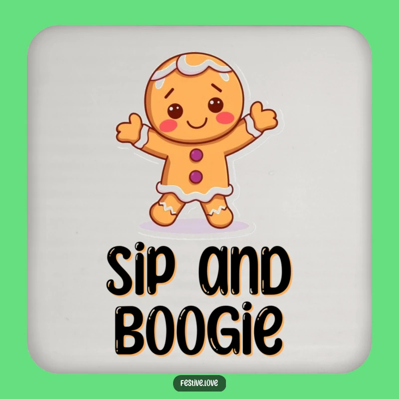 Funny Gingerbread Man Coaster Set - Dancing Character, Perfect Table Protection