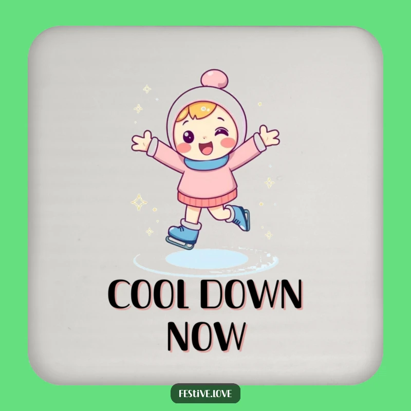 Funny Ice Skating Coaster: Character Winter Drink Protector