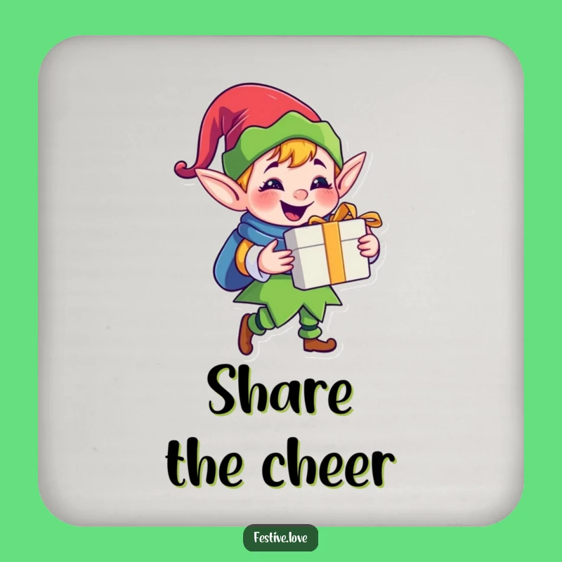 Funny Jolly Elf Coaster: Protect Surfaces with Holiday Grins
