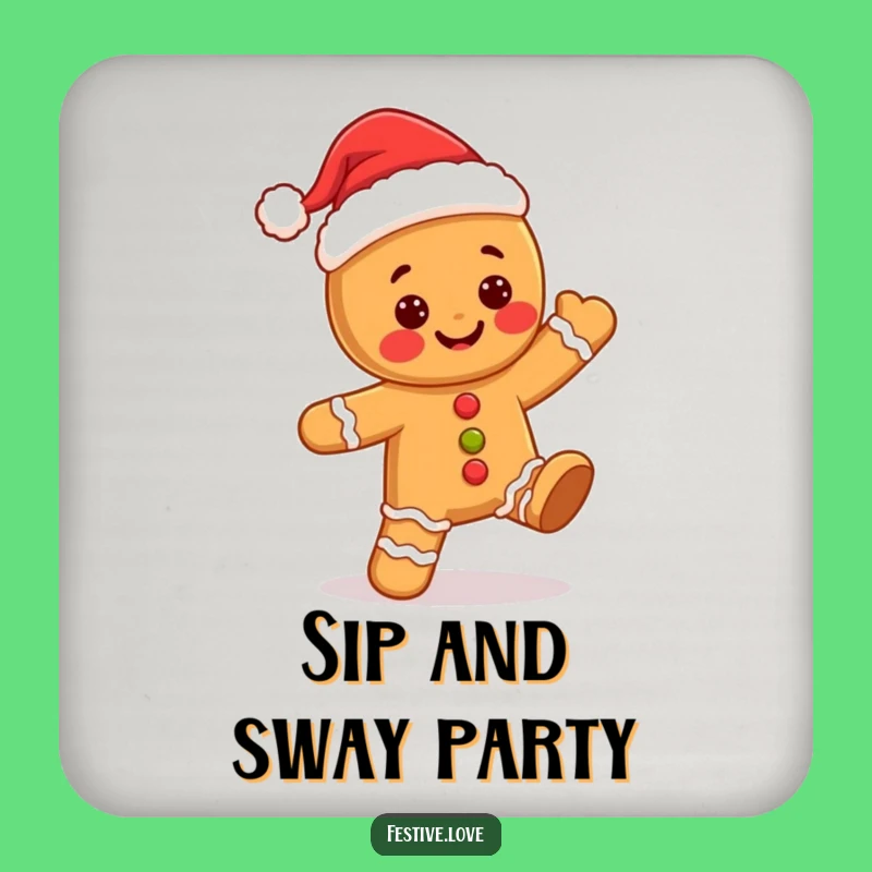 Funny Kawaii Gingerbread Man Coaster - Festive Holiday Protection
