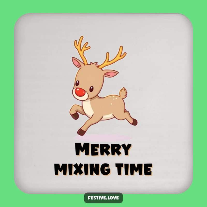 Funny Kawaii Reindeer Coaster - Protect Surfaces with Holiday Sparkle