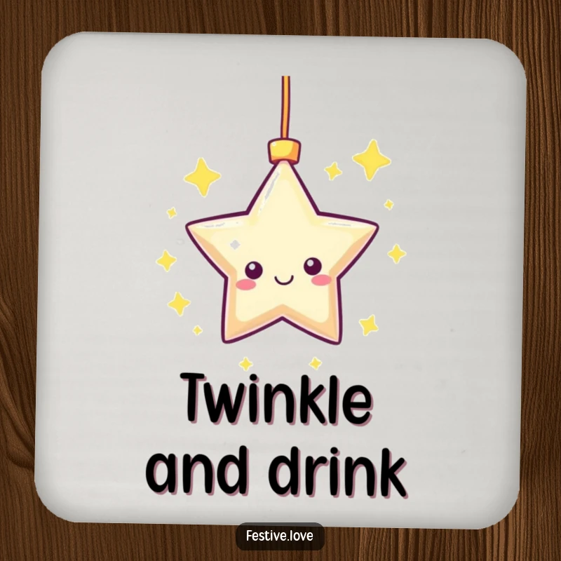 Funny Coaster: A kawaii star ornament twinkles and spins, offering humorous and practical protection for your drink surfaces.