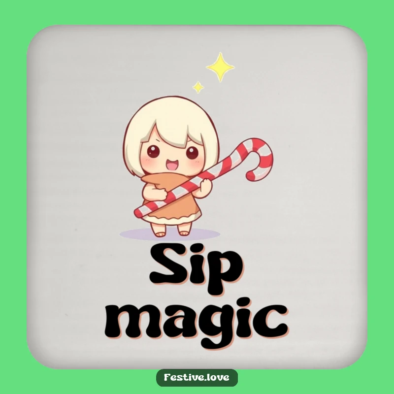 Funny Magic Candy Cane Coaster - Holiday Enchantment Drink Gift