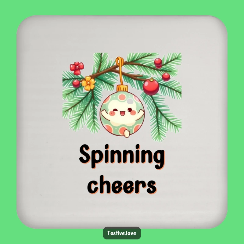 Funny Ornament Spin Coaster - Festive Christmas Character Drink Accessory