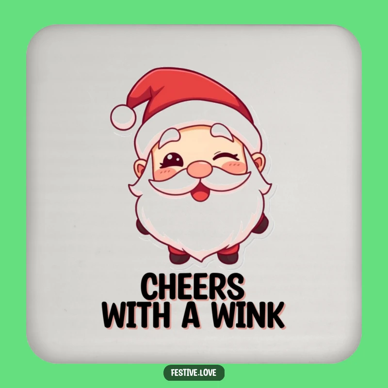 Funny Santa Wink Coaster: Protect Surfaces with Jolly Holiday Character Flair