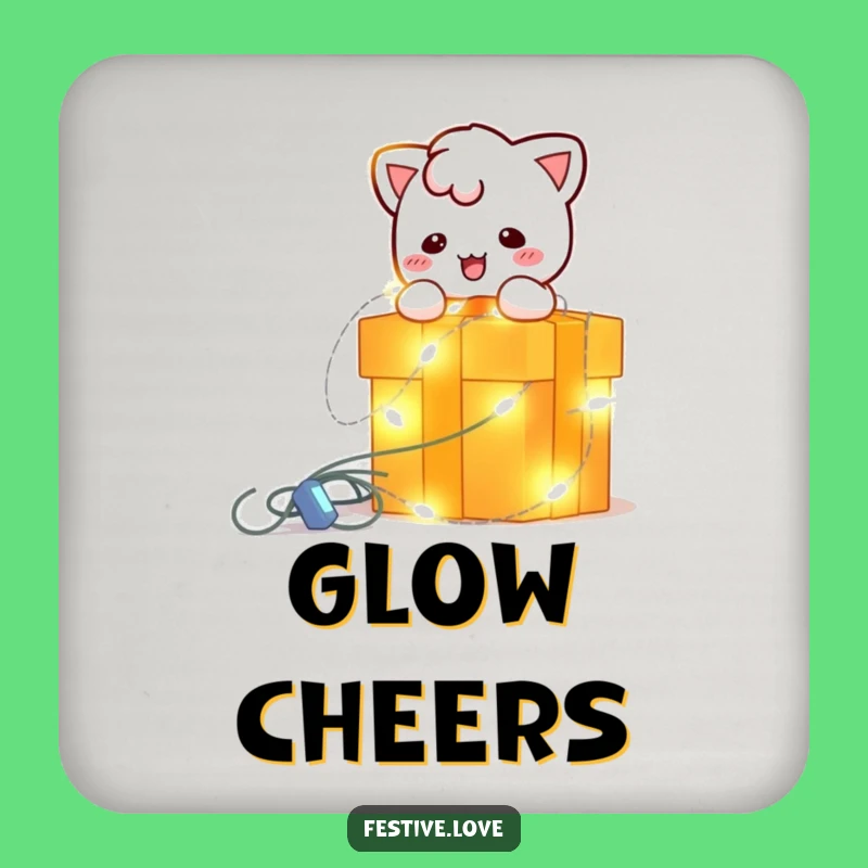 Funny String Light Coaster - Bright Christmas Character Drink Accessory