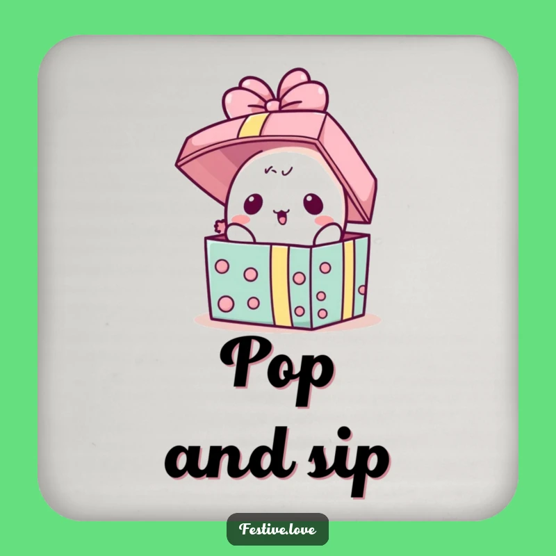 Funny Kawaii Present Coaster - Surprise Drink Gift