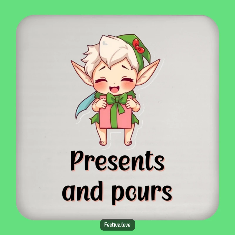 Funny Excited Elf Coasters - Protect Surfaces with Holiday Whimsy