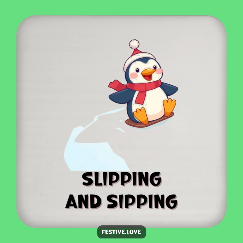 Funny Penguin Coaster - Protect Surfaces with Winter Glee!