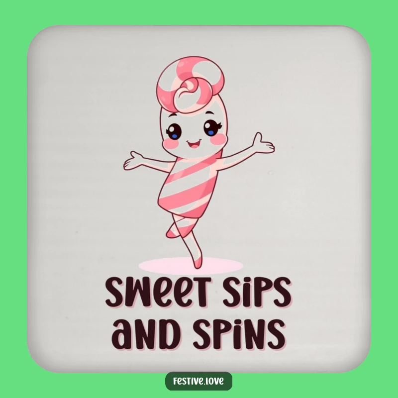 Funny Kawaii Candy Cane Coaster: Sweet Protection, Festive Gift