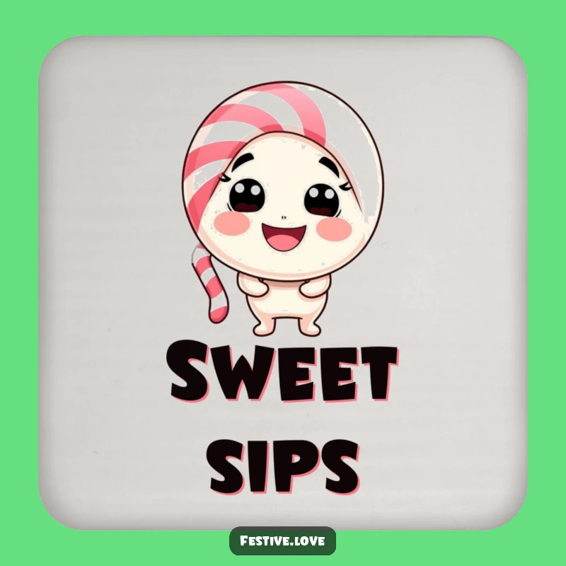 Funny Candy Cane Smile Coasters: Protect Surfaces with Sweet Holiday Fun