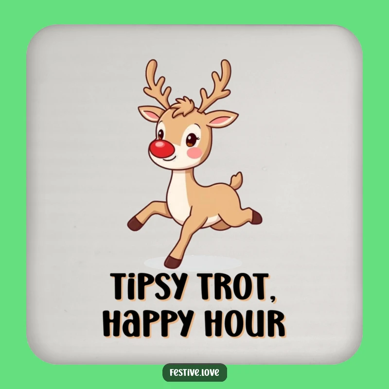 Funny Reindeer Coaster Set - Playful Character, Perfect Table Protection