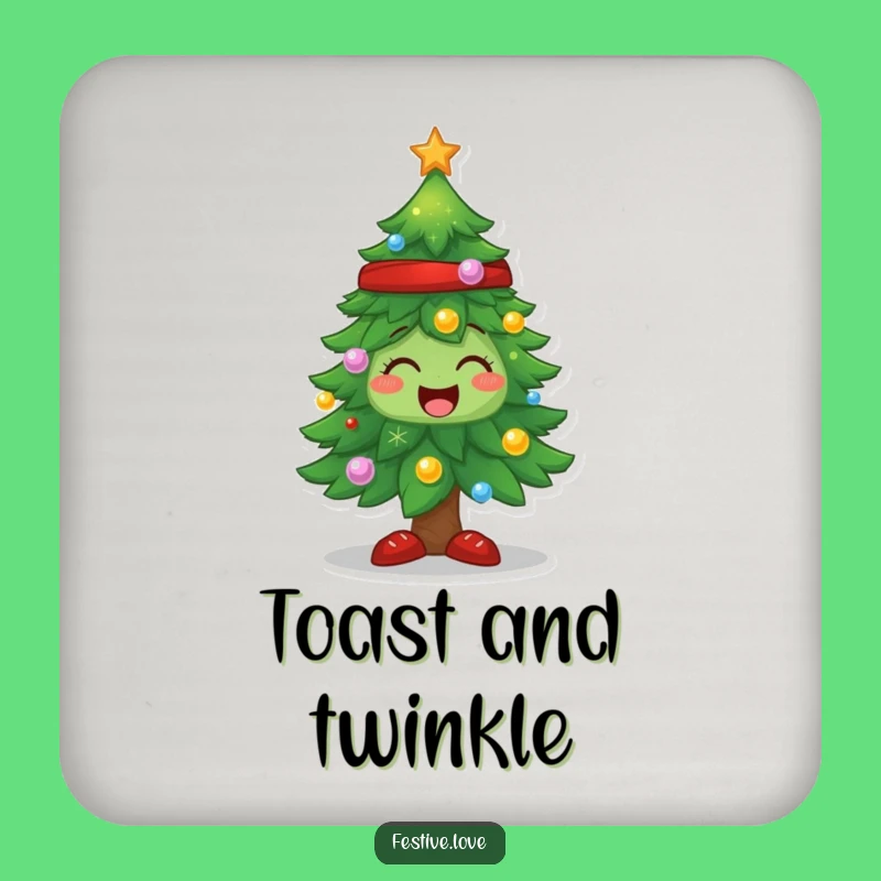 Funny Sparkling Tree Coasters - Protect Surfaces with Holiday Charm