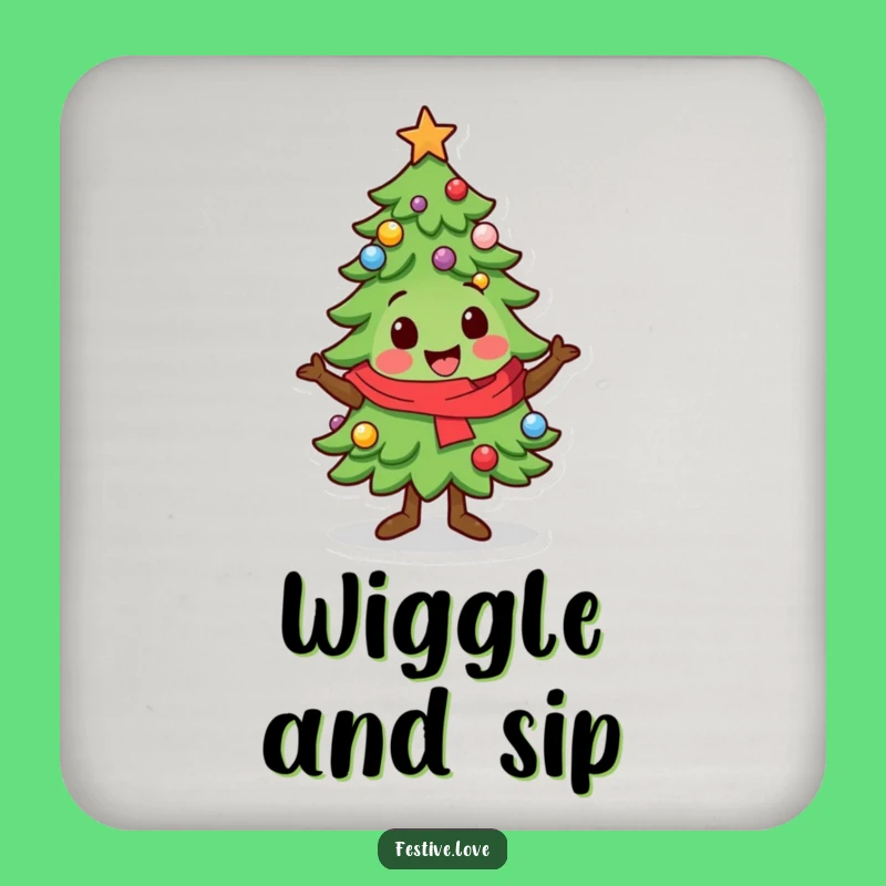 Funny Kawaii Tree Coaster - Festive Wiggle Drink Gift