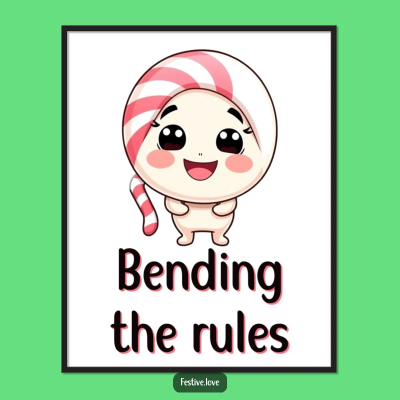 Funny Candy Cane Smile Poster: Sweet Holiday Art for a Cheerful Home