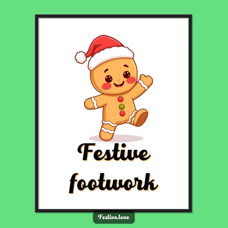 Funny Kawaii Gingerbread Man Poster - Jolly Holiday Wall Art