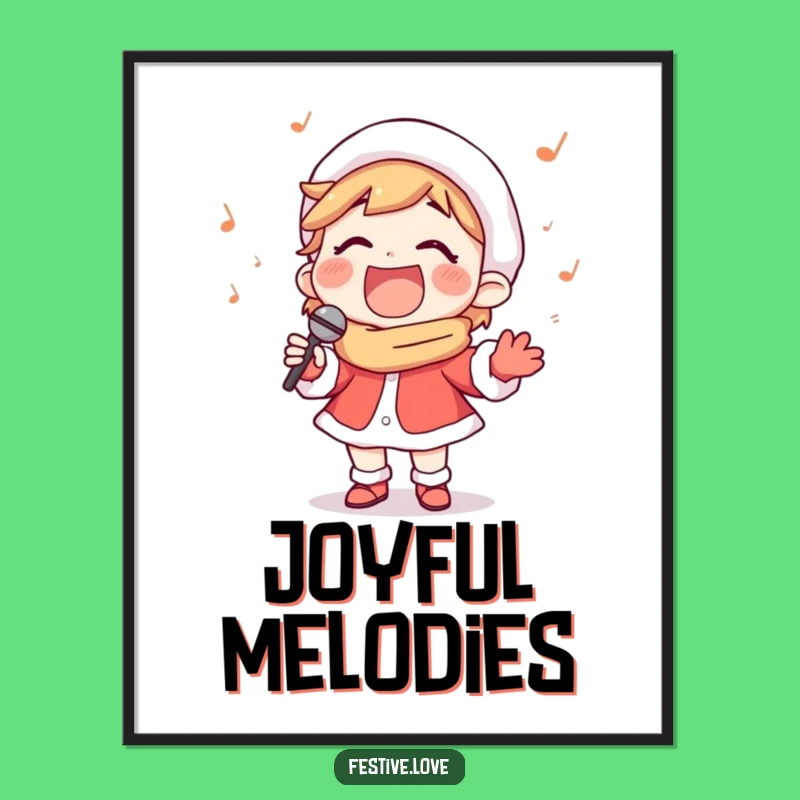 Funny Carol Singer Poster - Festive Christmas Character Art for Holiday Music