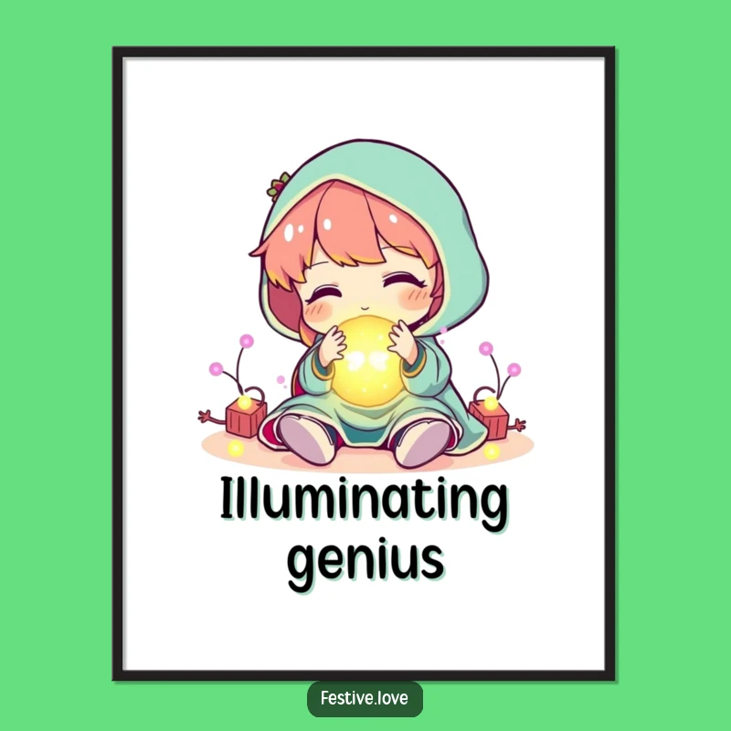 Funny Festive Lights Poster: Glowing Character Art for Bright Wall Decor Gift!