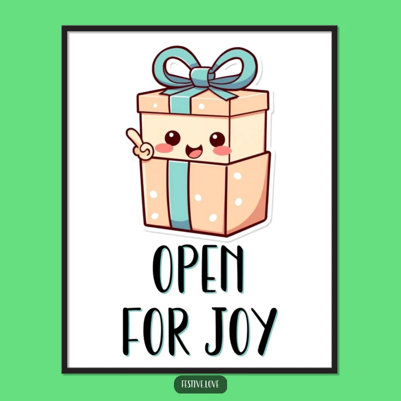 Funny Gift Box Poster: Happy Exclamation Character Art for Festive Walls
