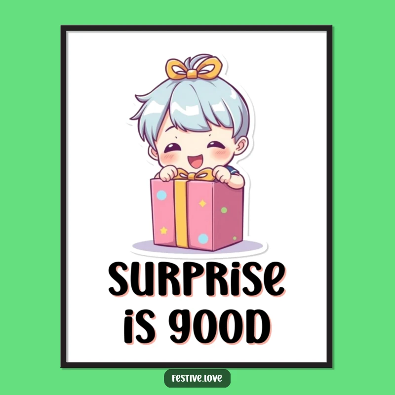Funny Gift Unwrapper Poster: Character Present Art Print