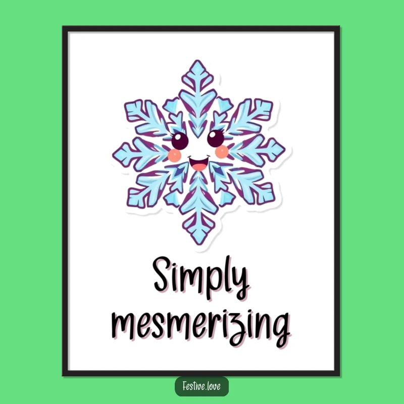 Funny Happy Snowflake Poster - Joyful Winter Art Print Gift