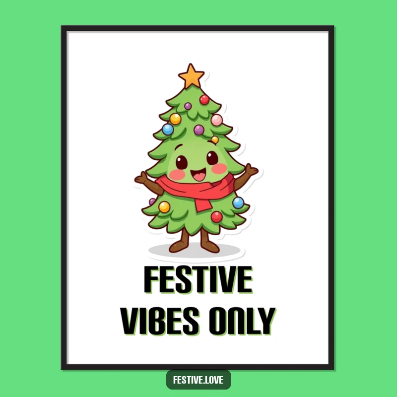 Funny Kawaii Tree Poster - Festive Wiggle Art Gift for Walls